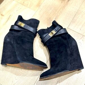 Givenchy Black Ankle Boots with Gold Buckle